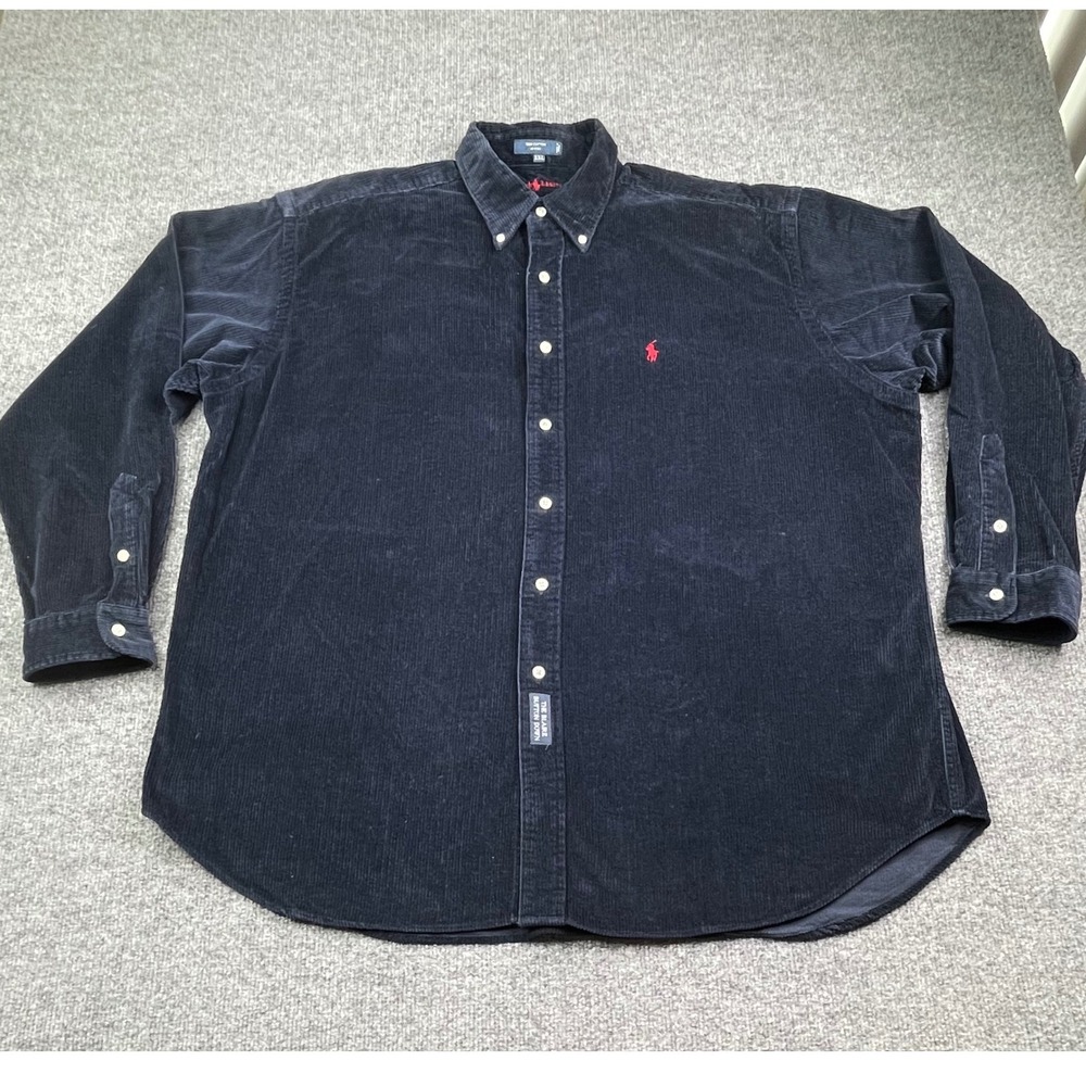 Polo Ralph Lauren Button Down Mens XXL Navy Blue Corduroy The Blaire Shirt